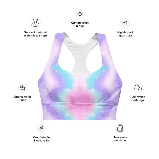 Unicorn Sparkles Longline Sports Bra
