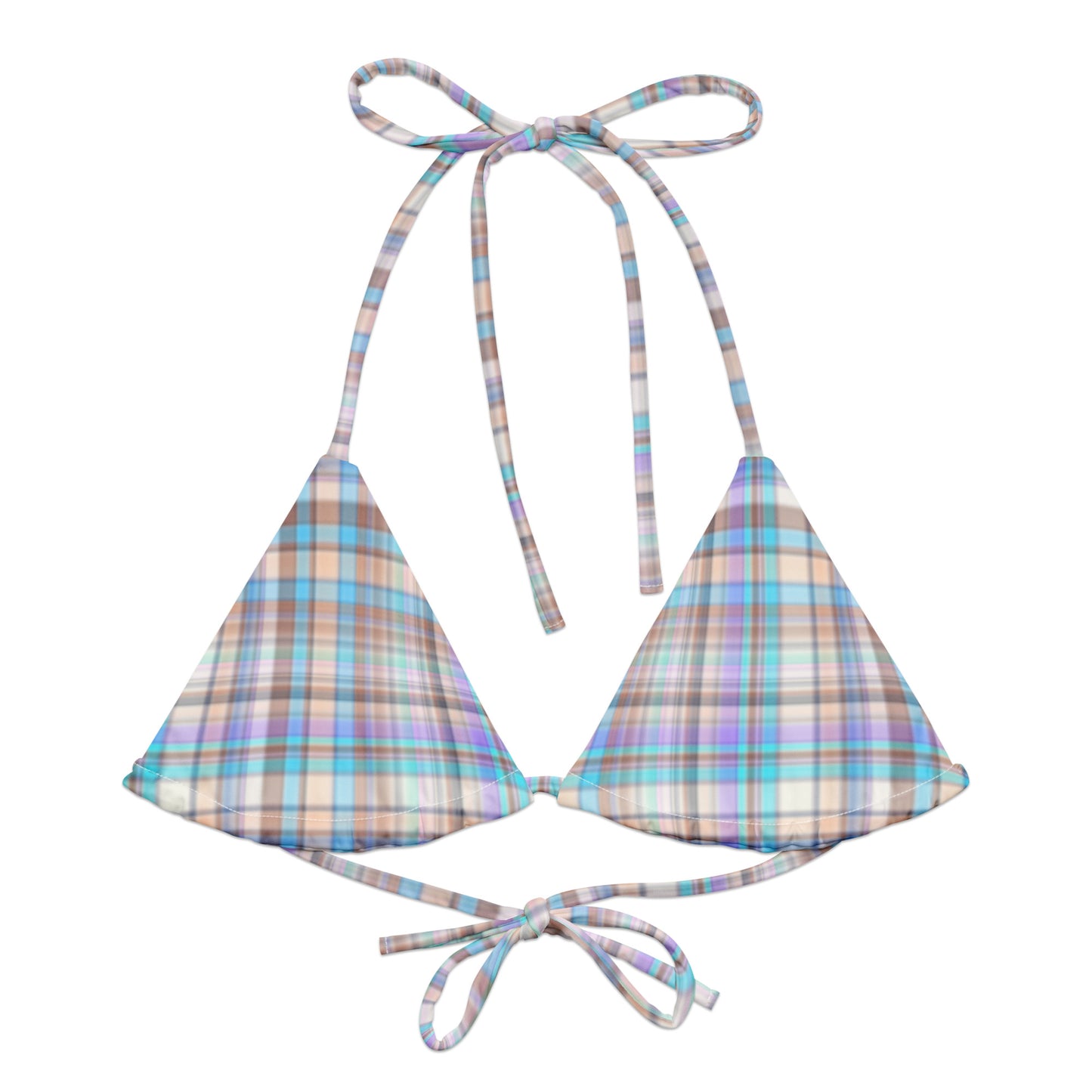 Everyday Pastel Plaid String Bikini Top