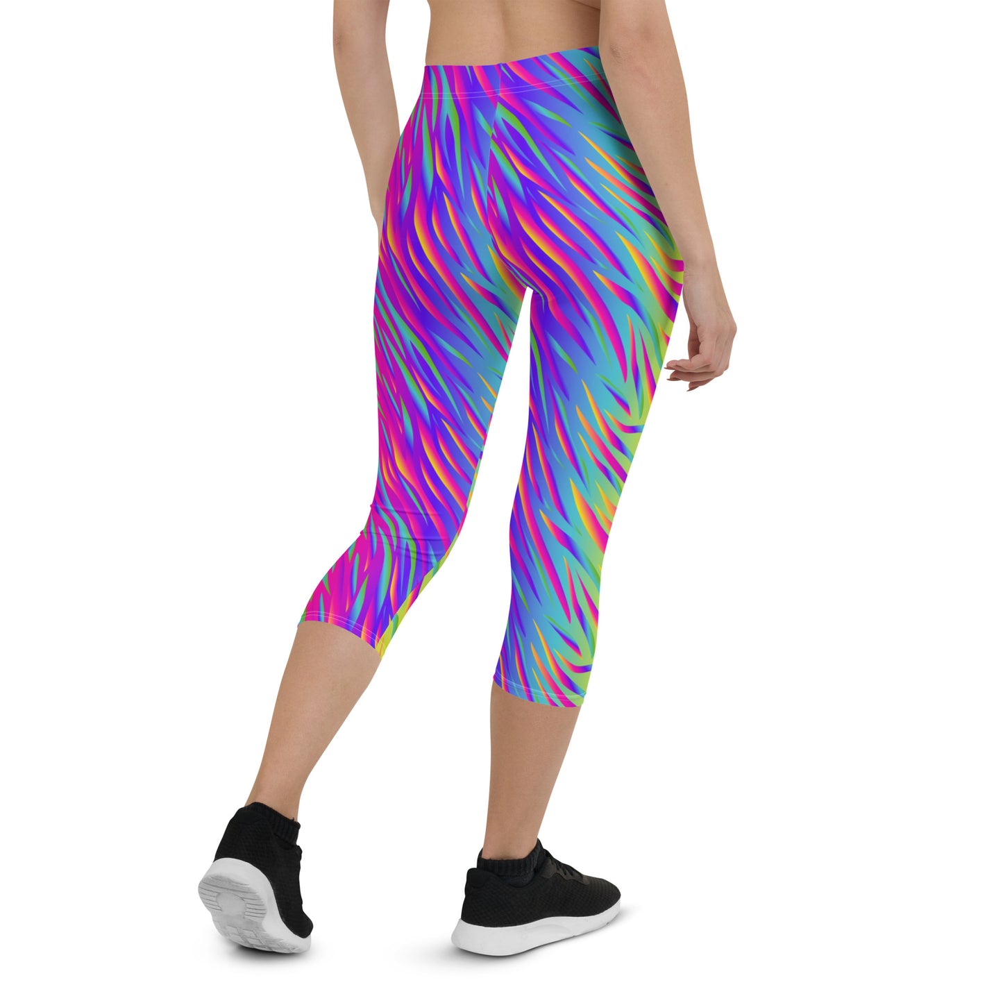 Rainbow Tiger Mid-Rise Capri Leggings