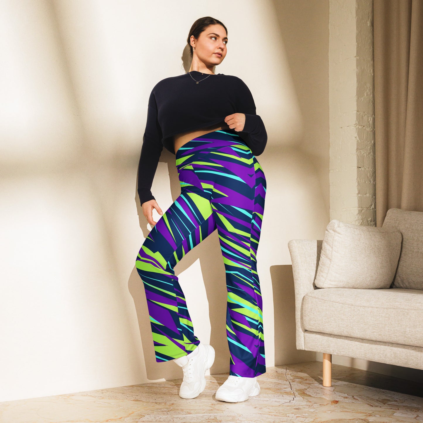 Neon Zebra Flare Leggings