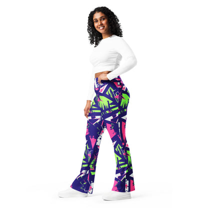 Retro Neon Flare Leggings