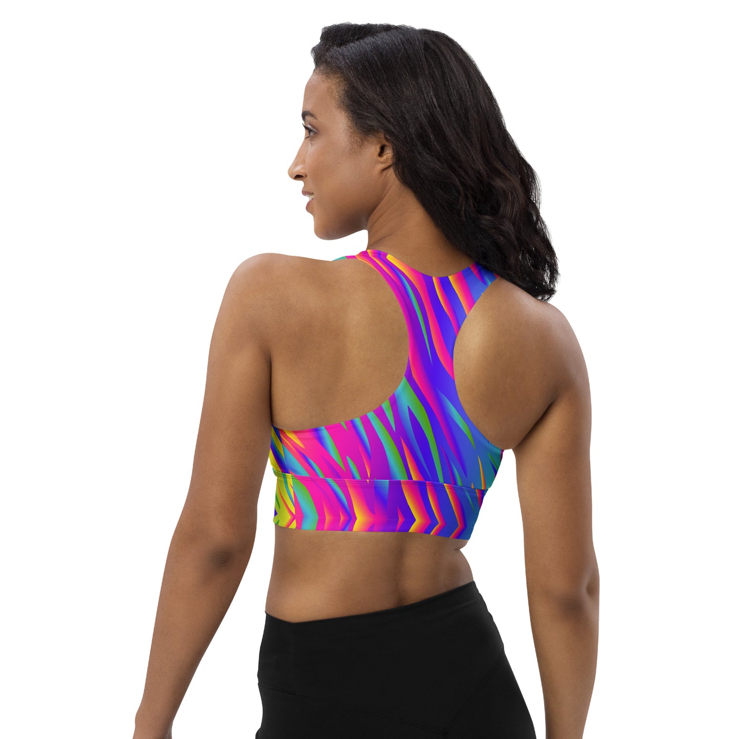 Rainbow Tiger Longline Sports Bra