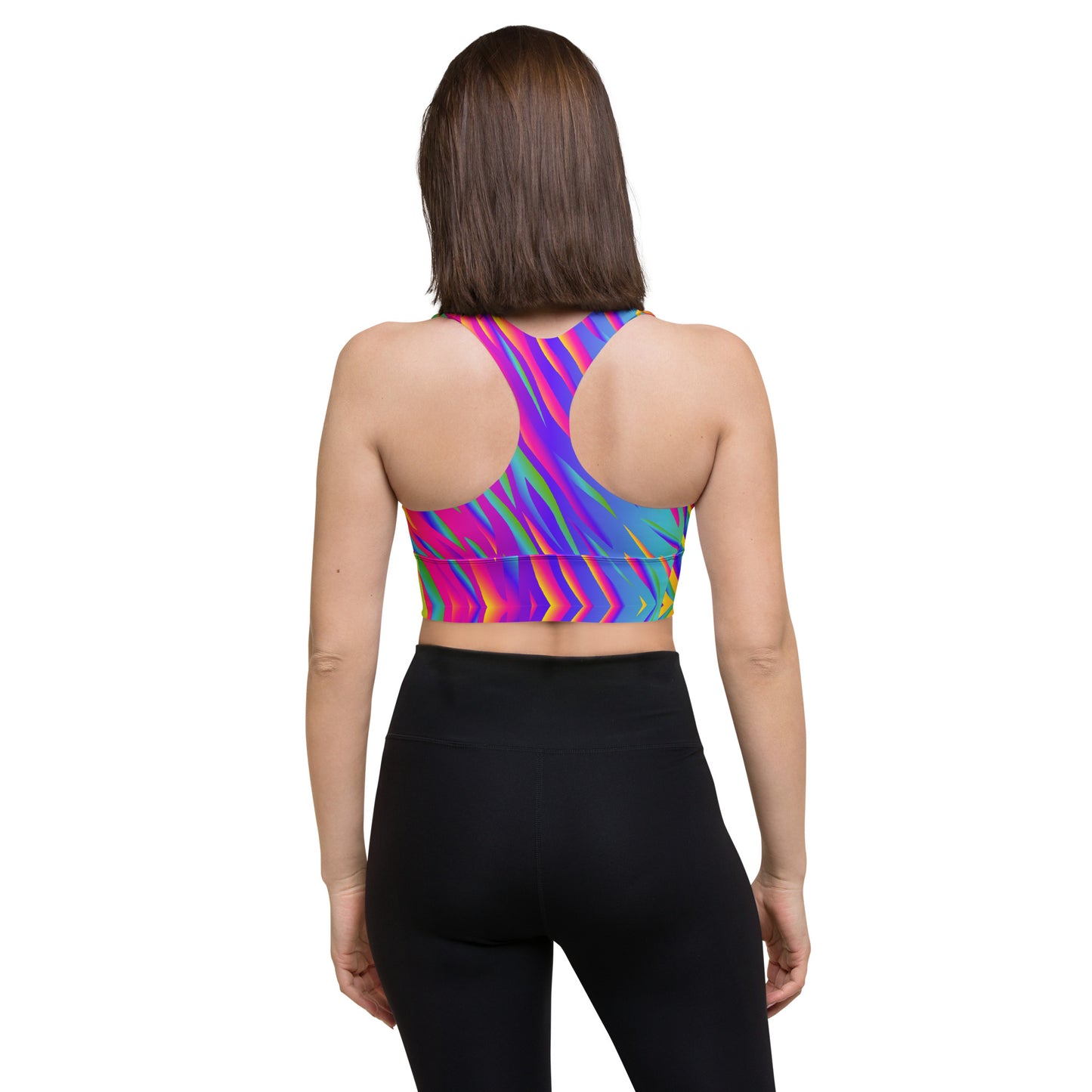 Rainbow Tiger Longline Sports Bra