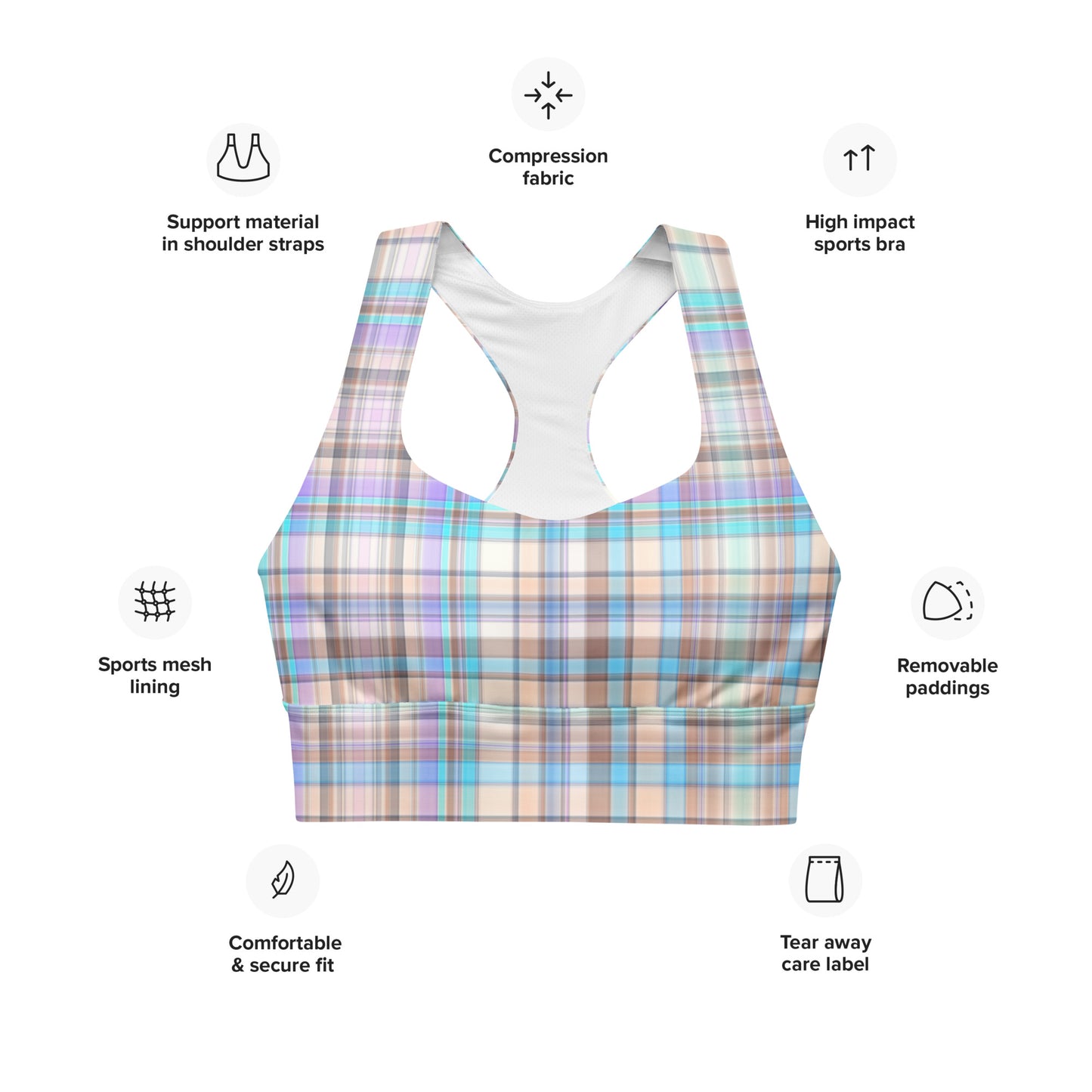 Everyday Plaid Longline Sports Bra