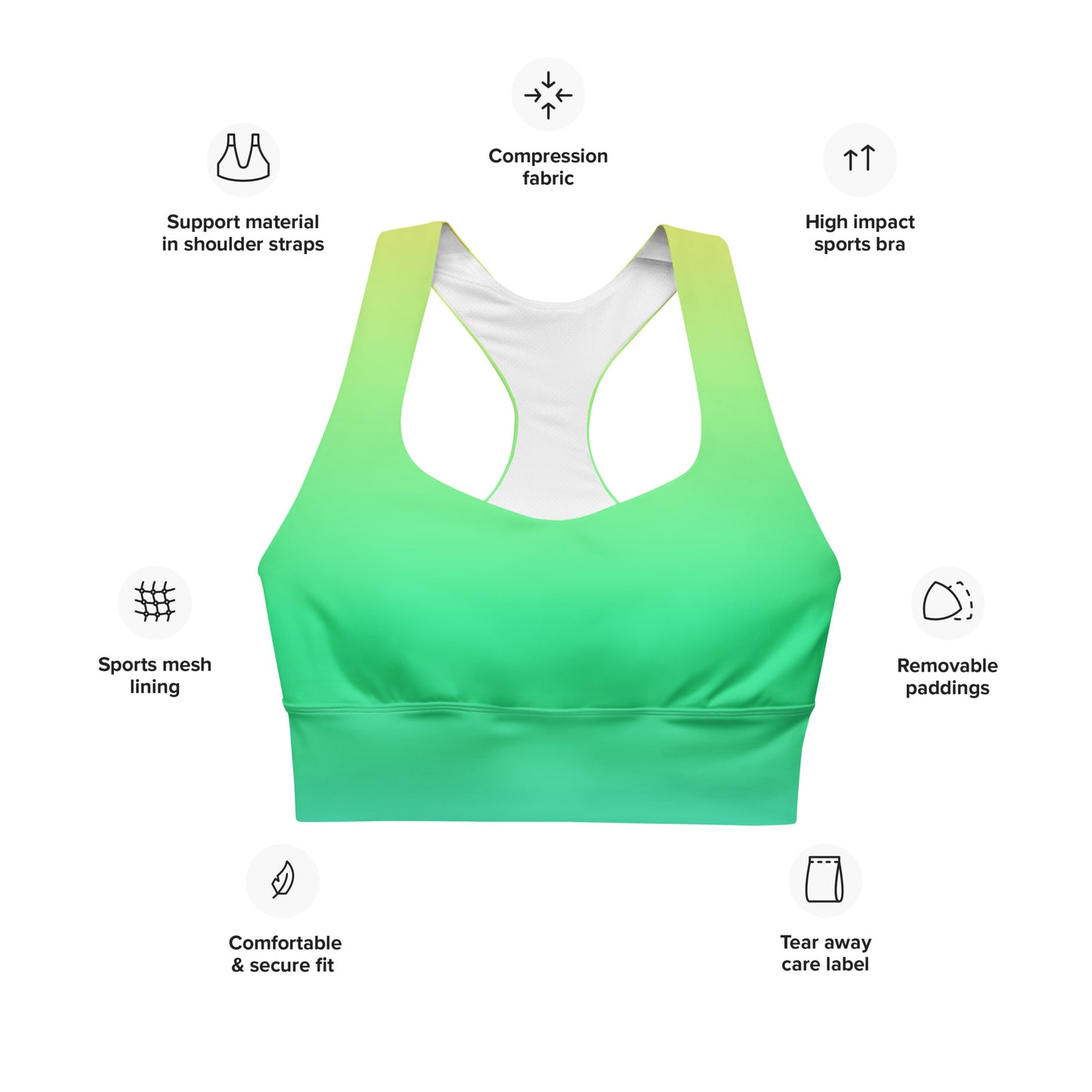 Everyday Sunset Lime Longline Sports Bra