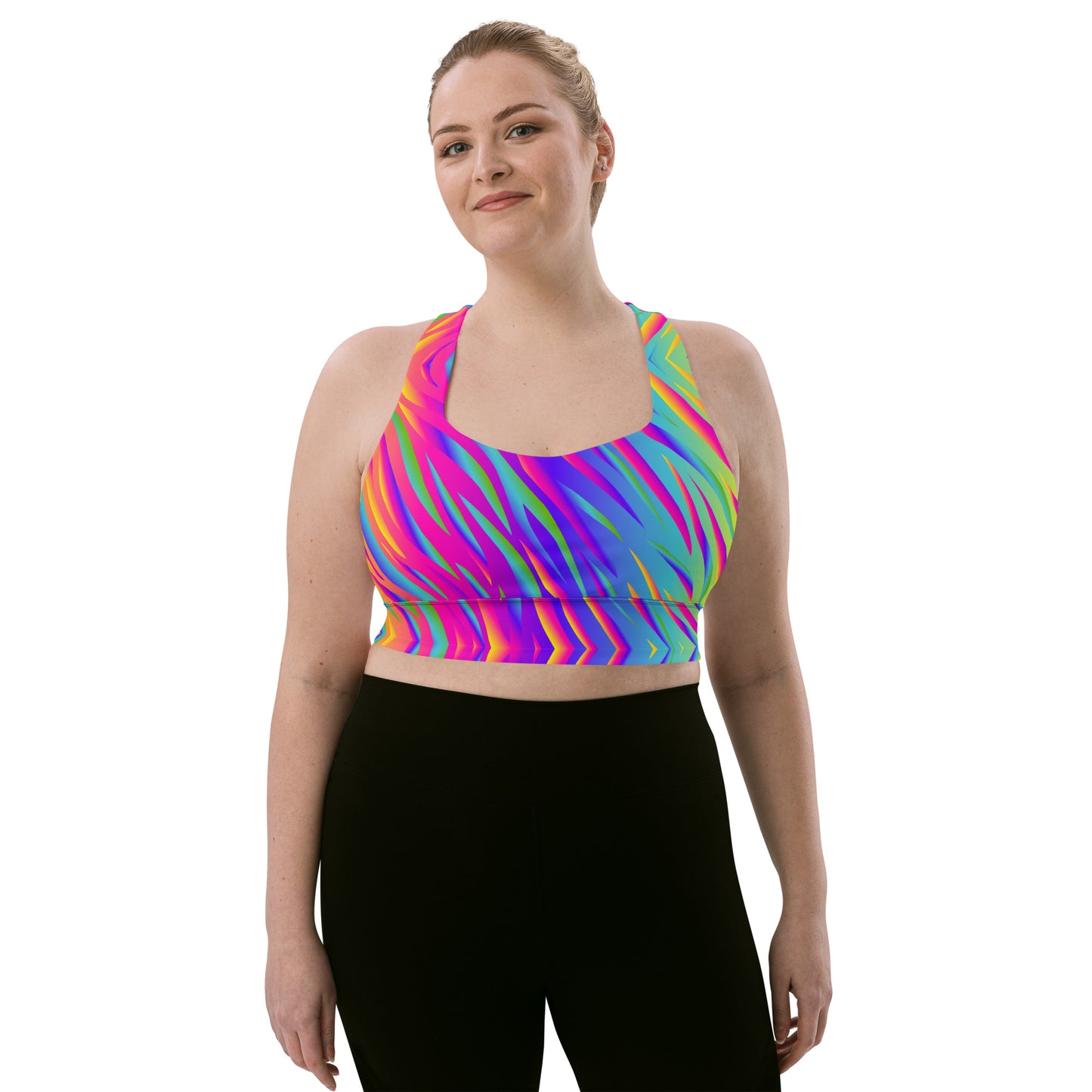 Rainbow Tiger Longline Sports Bra