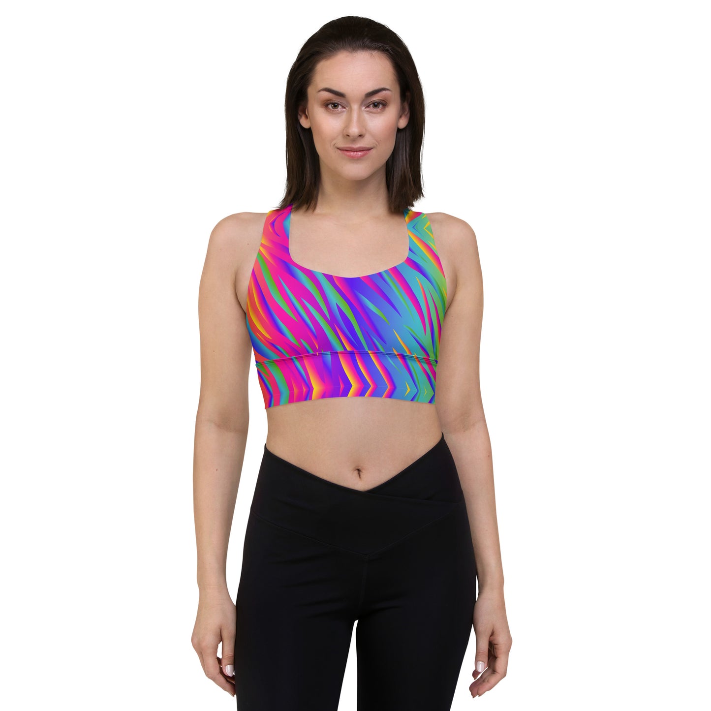 Rainbow Tiger Longline Sports Bra