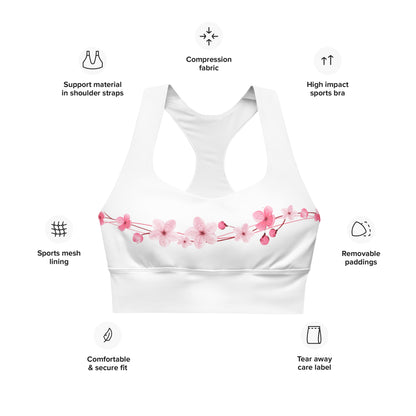 Cherry Blossom Longline Sports Bra