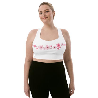 Cherry Blossom Longline Sports Bra