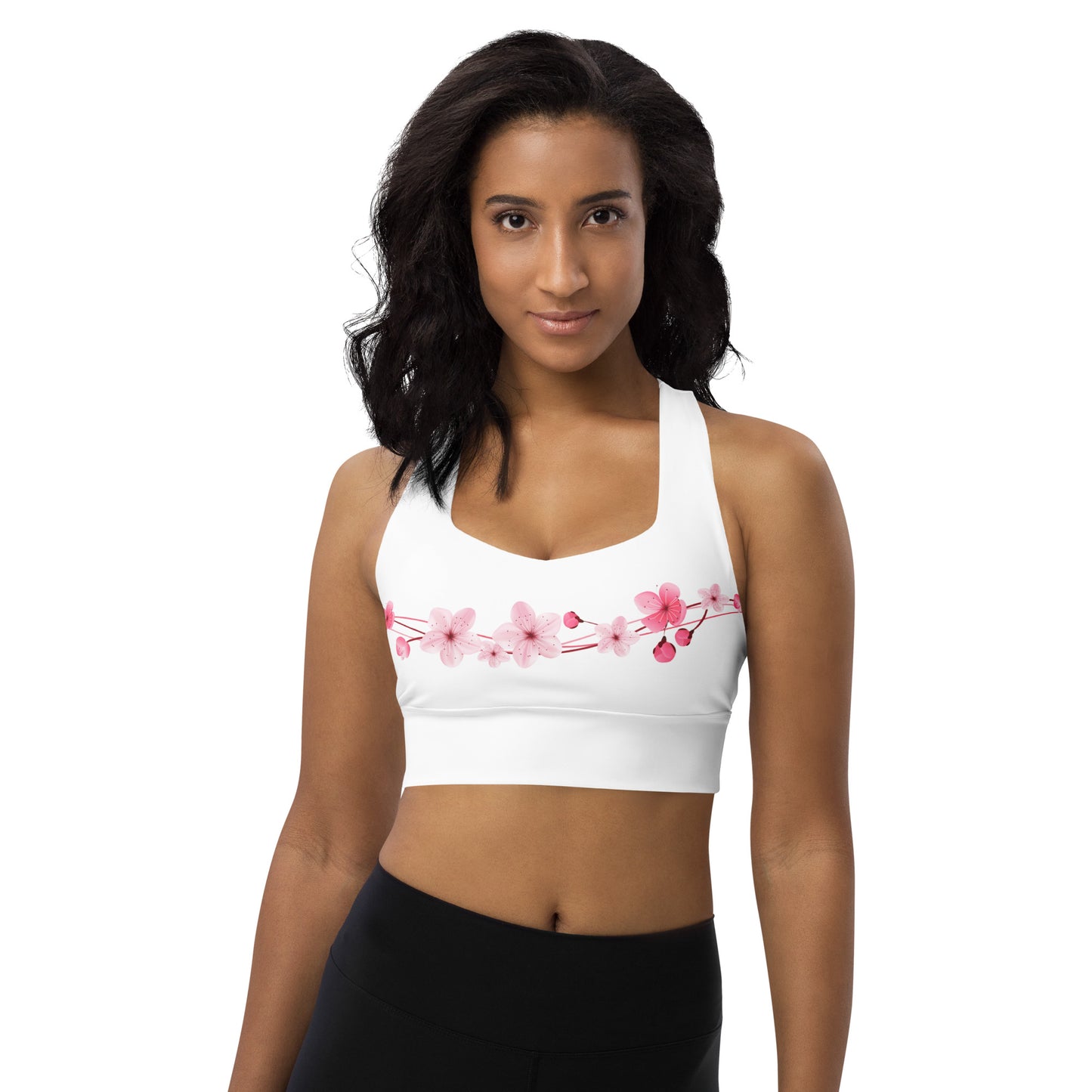 Cherry Blossom Longline Sports Bra