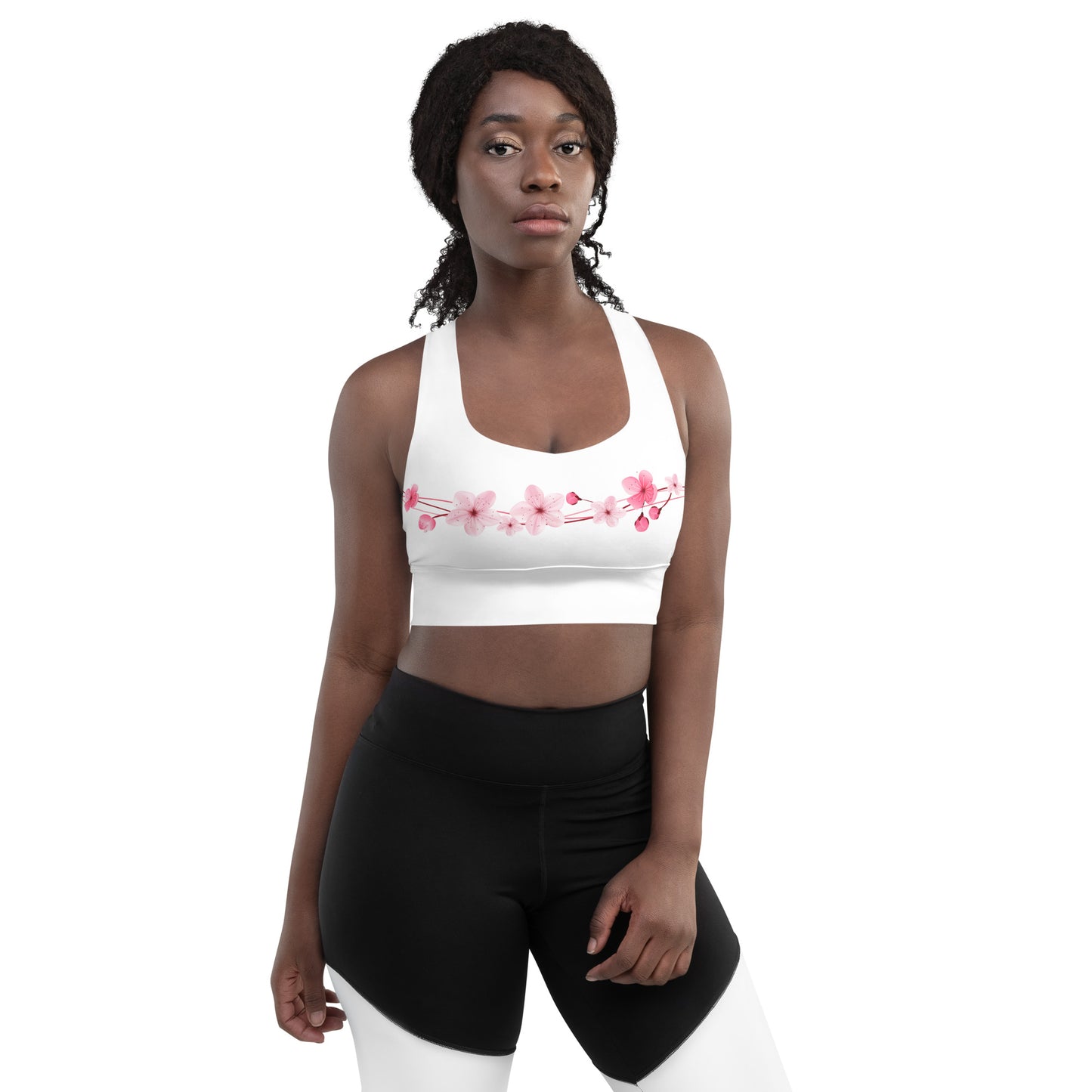 Cherry Blossom Longline Sports Bra