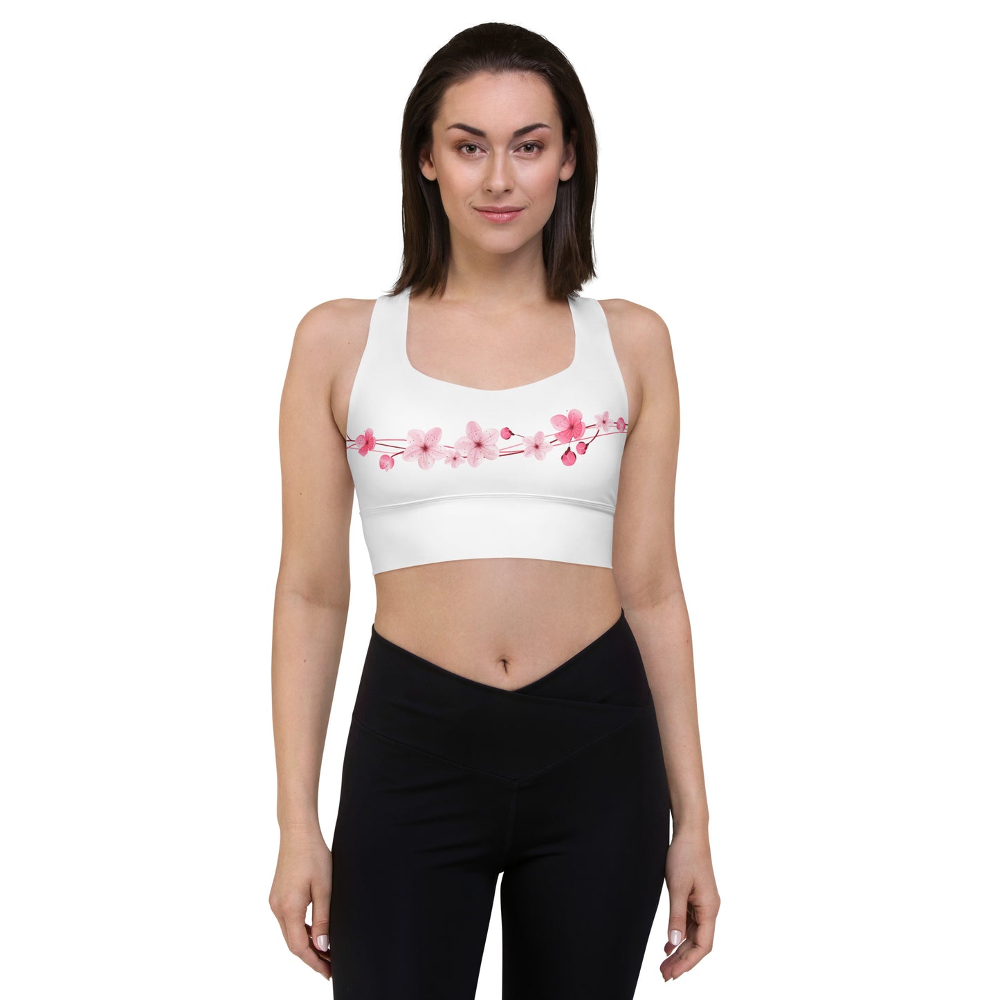 Cherry Blossom Longline Sports Bra