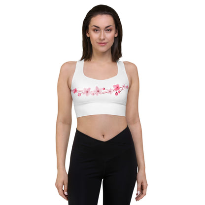 Cherry Blossom Longline Sports Bra