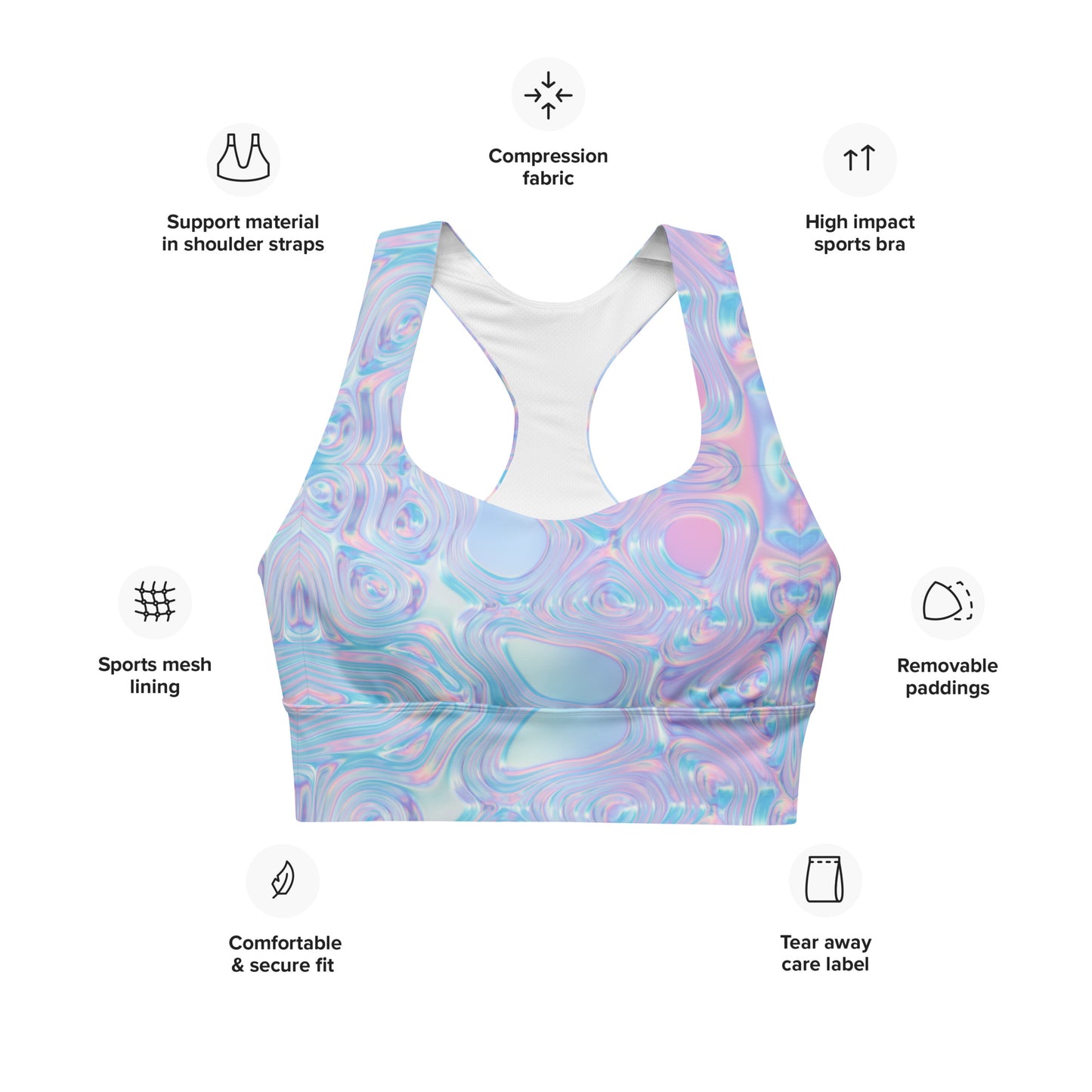 Holographic Hydro Longline Sports Bra