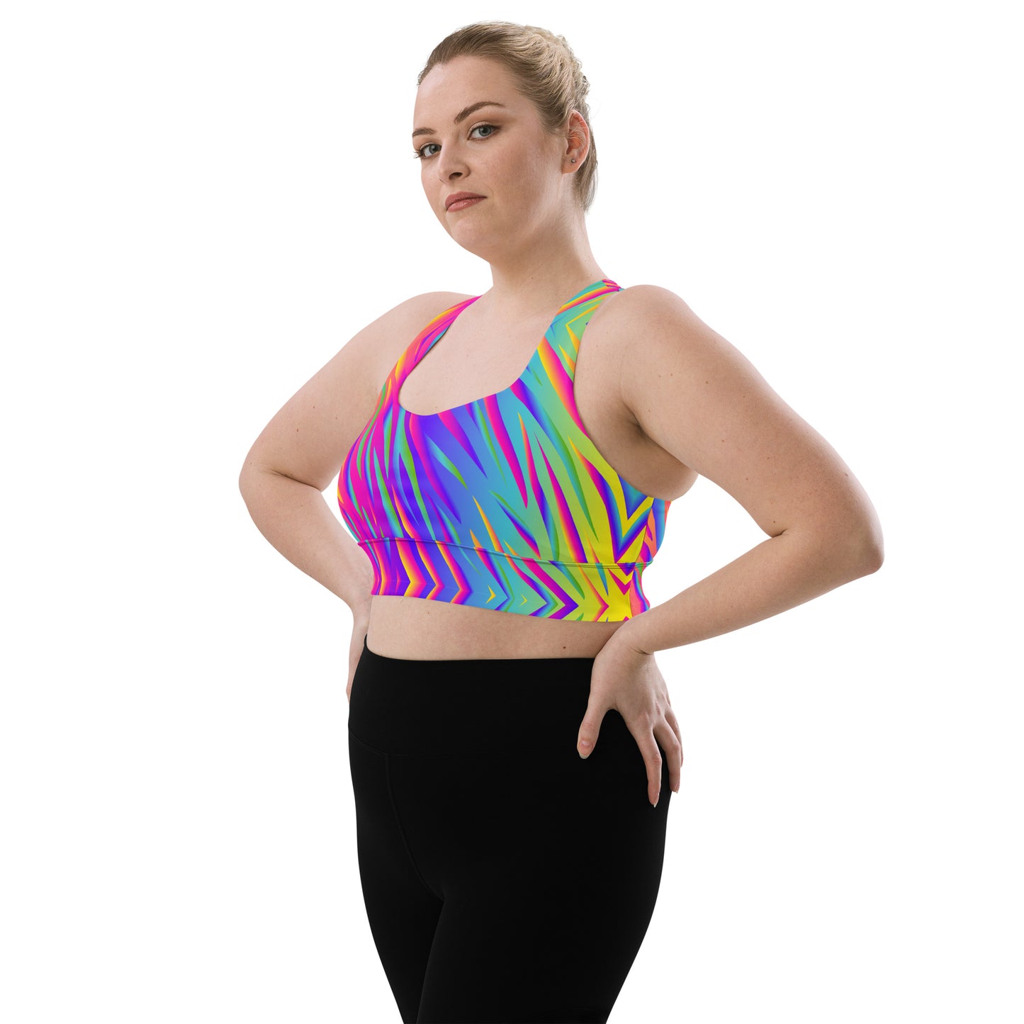 Rainbow Tiger Longline Sports Bra