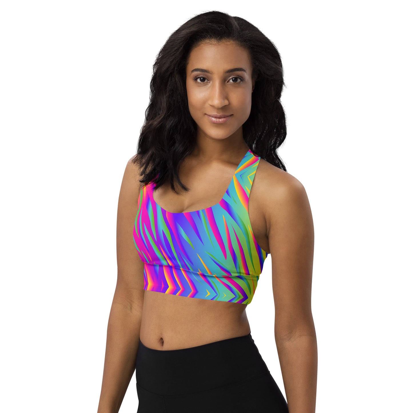 Rainbow Tiger Longline Sports Bra