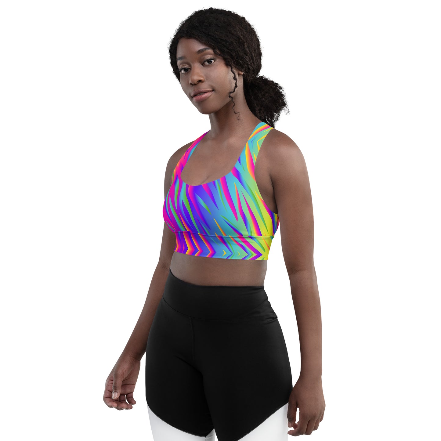 Rainbow Tiger Longline Sports Bra