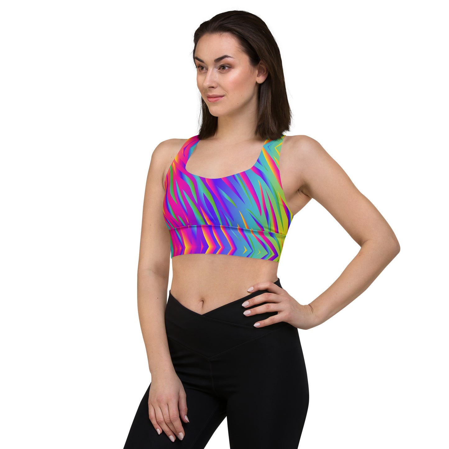 Rainbow Tiger Longline Sports Bra