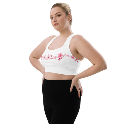 Cherry Blossom Longline Sports Bra