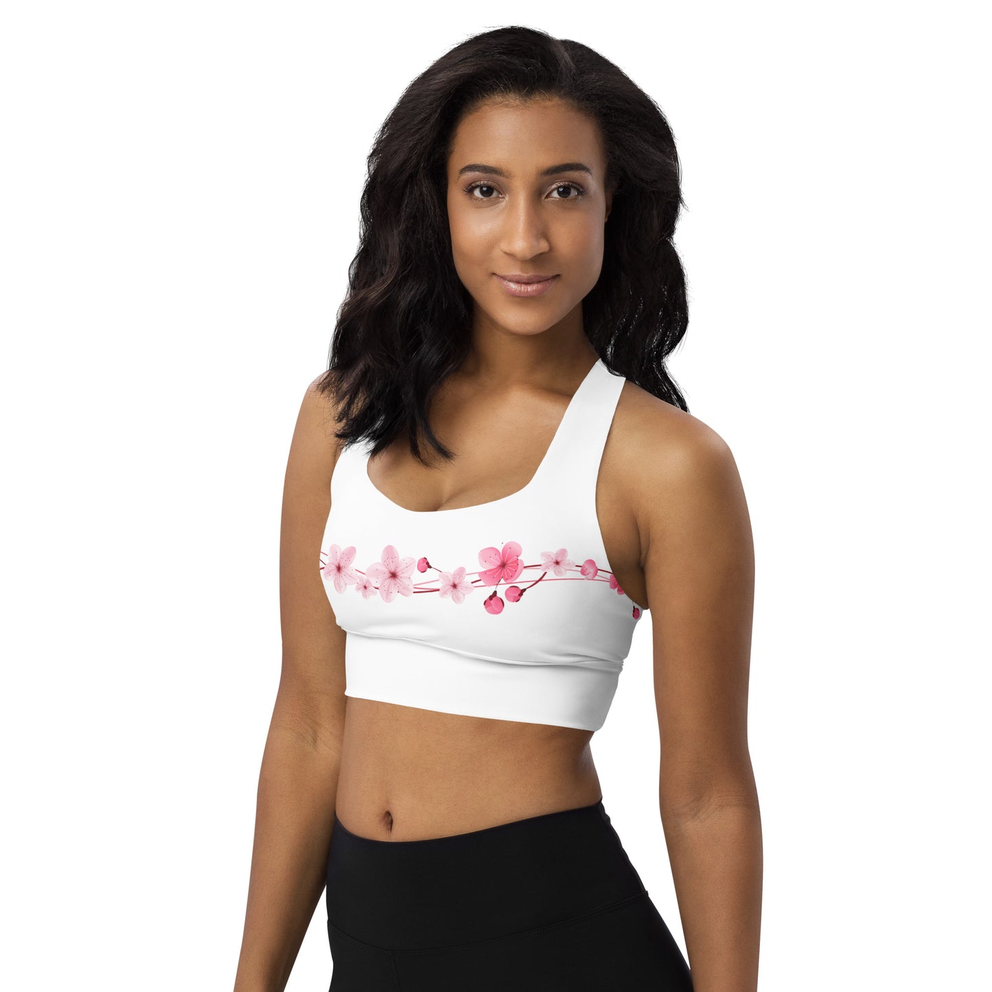 Cherry Blossom Longline Sports Bra