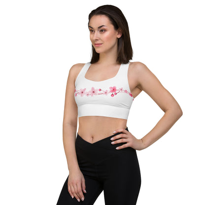 Cherry Blossom Longline Sports Bra