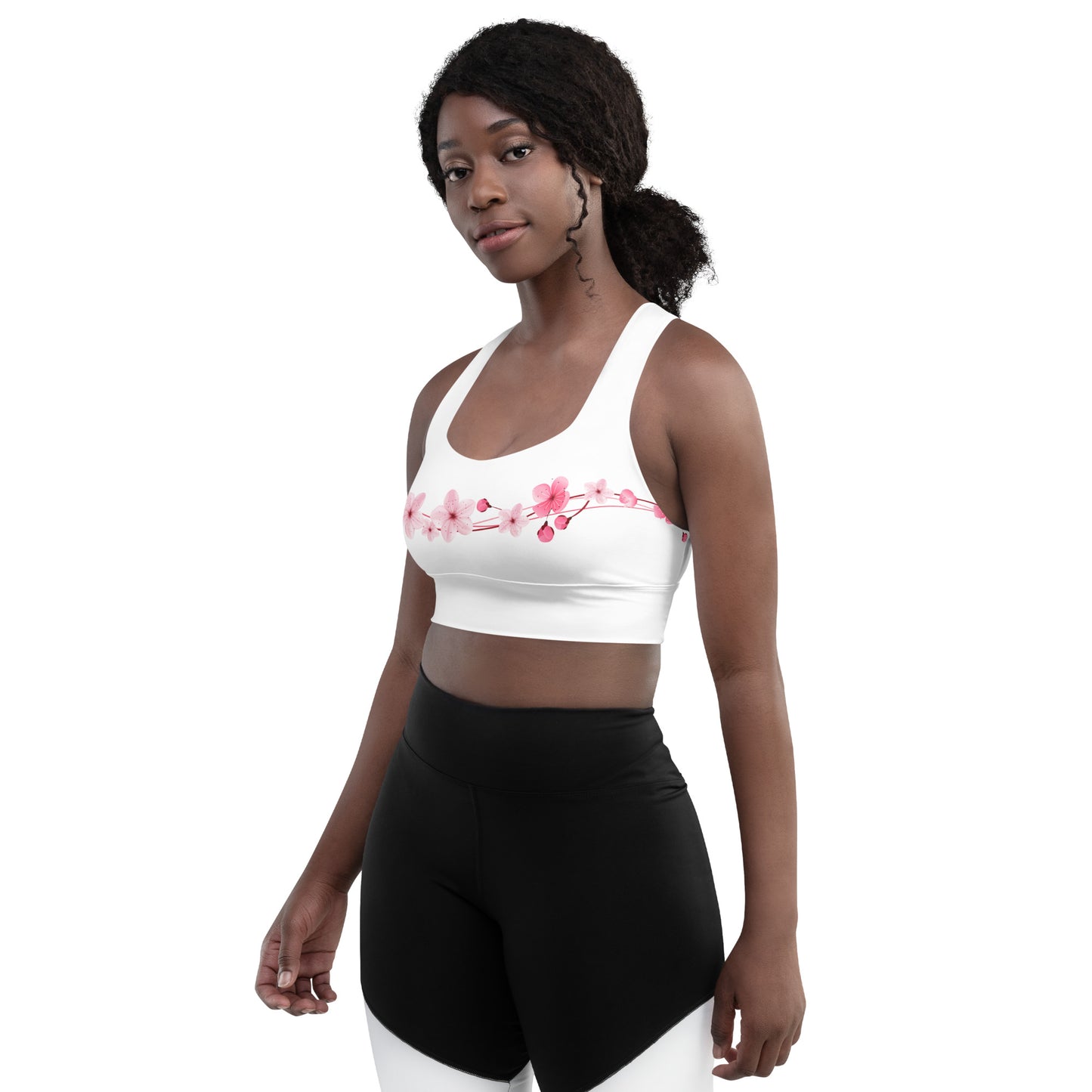 Cherry Blossom Longline Sports Bra