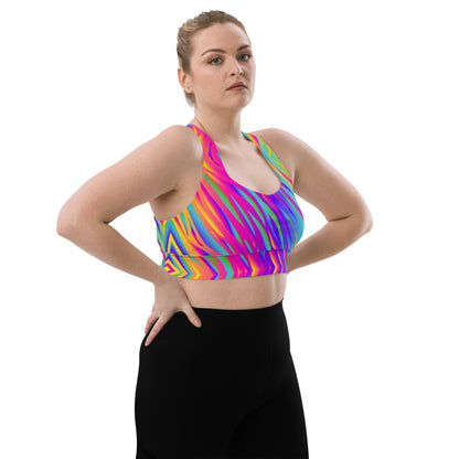 Rainbow Tiger Longline Sports Bra