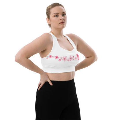 Cherry Blossom Longline Sports Bra