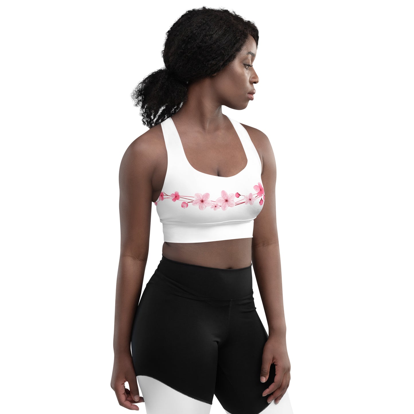 Cherry Blossom Longline Sports Bra