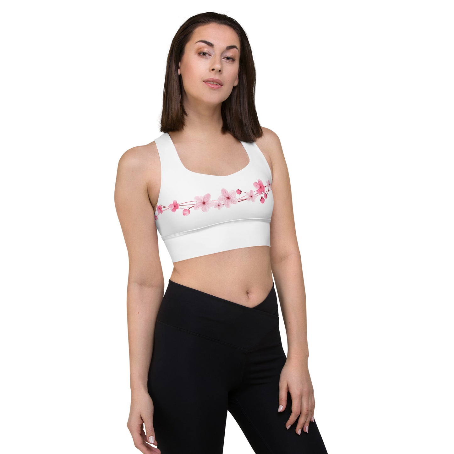 Cherry Blossom Longline Sports Bra