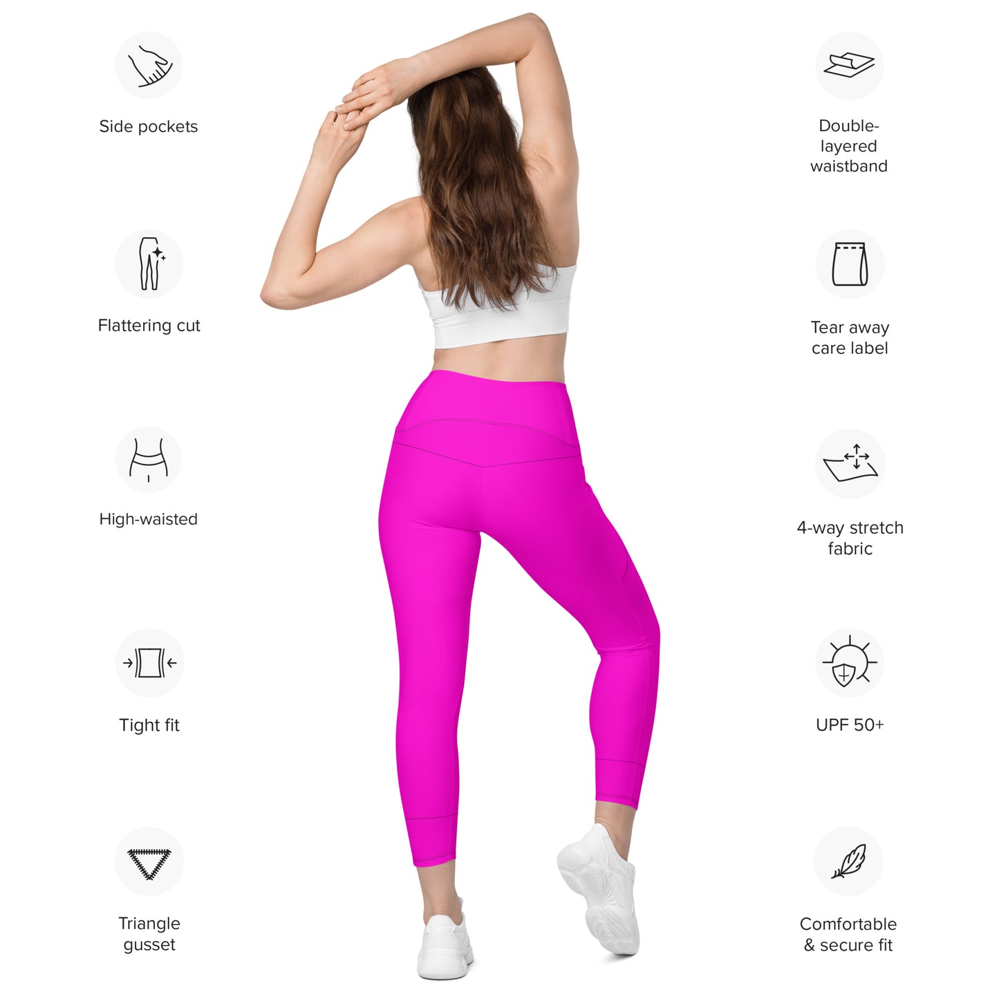 Everyday Bright Pink Leggings with Pockets