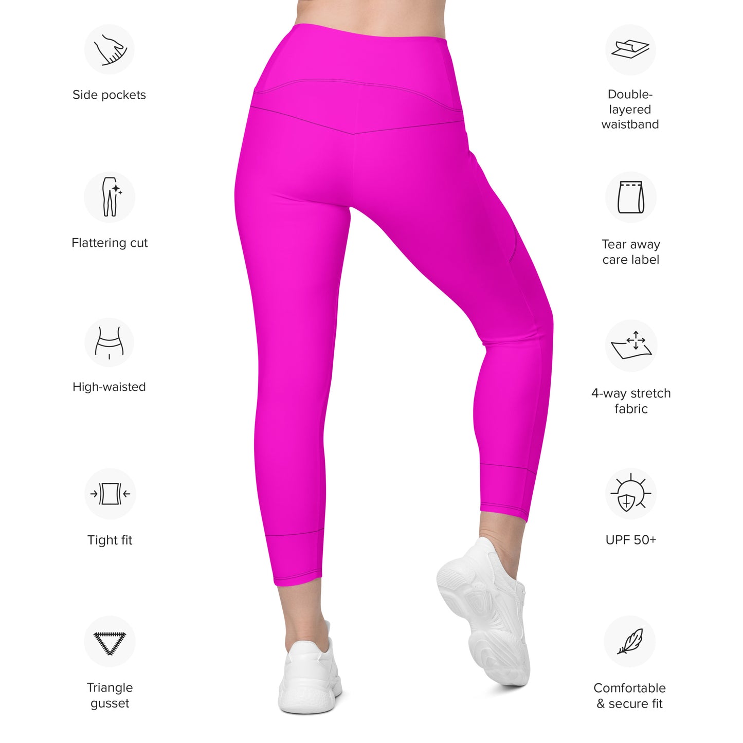 Everyday Bright Pink Leggings with Pockets