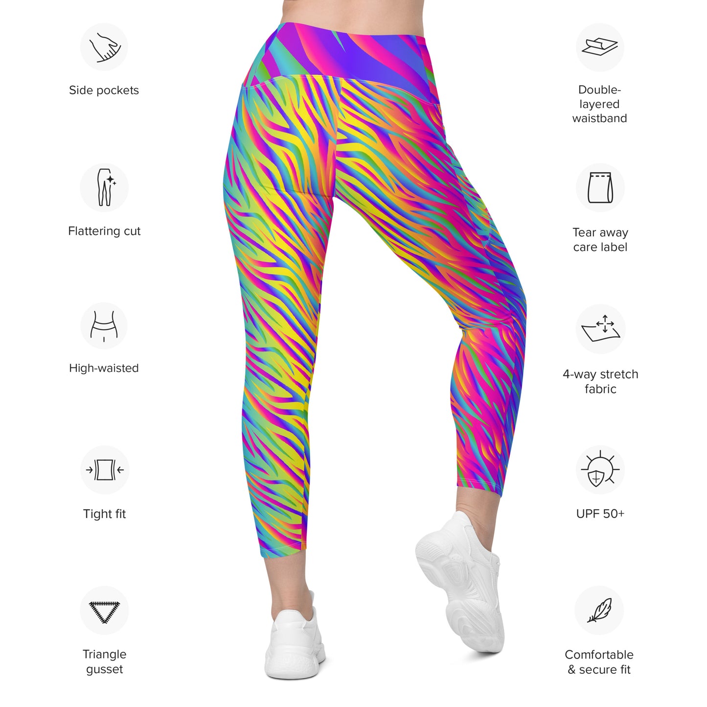 Rainbow Tiger Leggings with Pockets