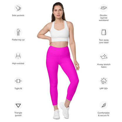 Everyday Bright Pink Leggings with Pockets