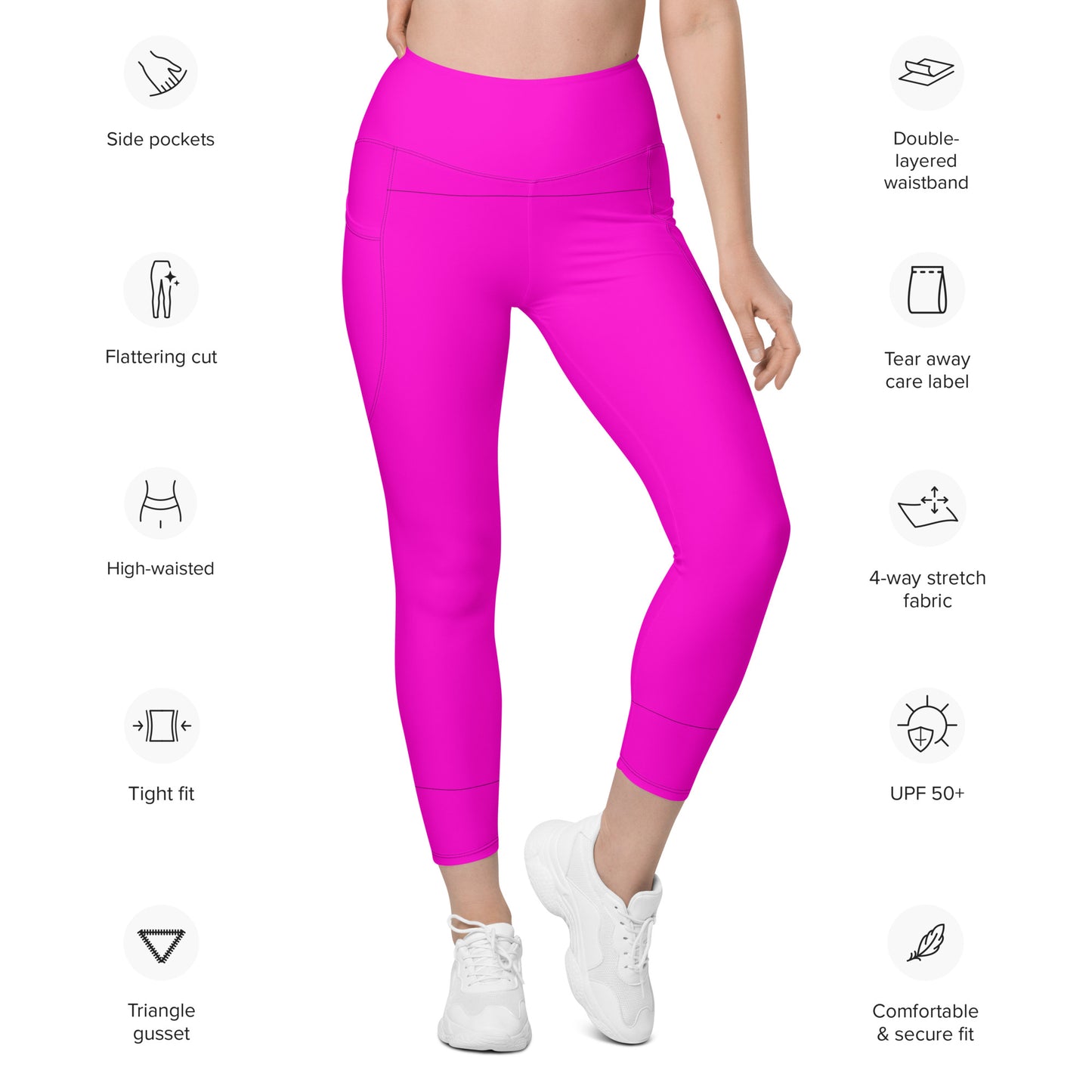 Everyday Bright Pink Leggings with Pockets