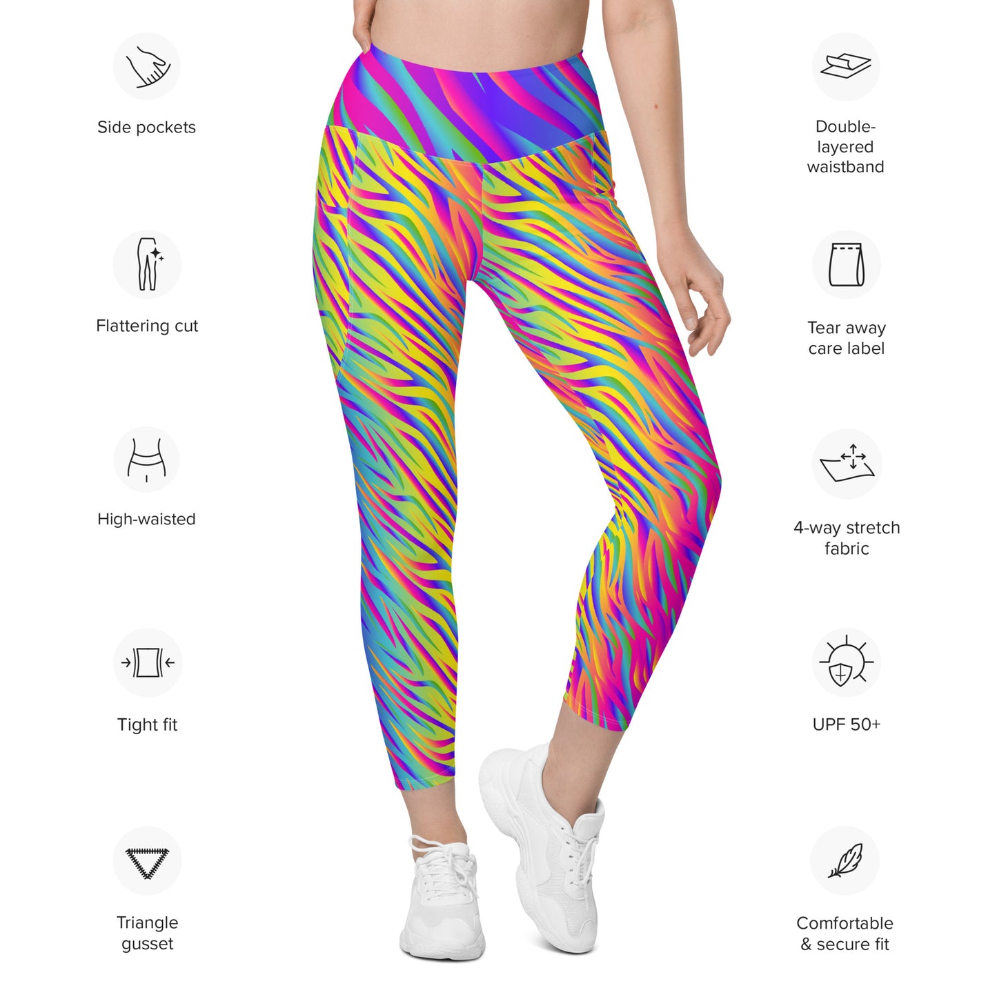 Rainbow Tiger Leggings with Pockets