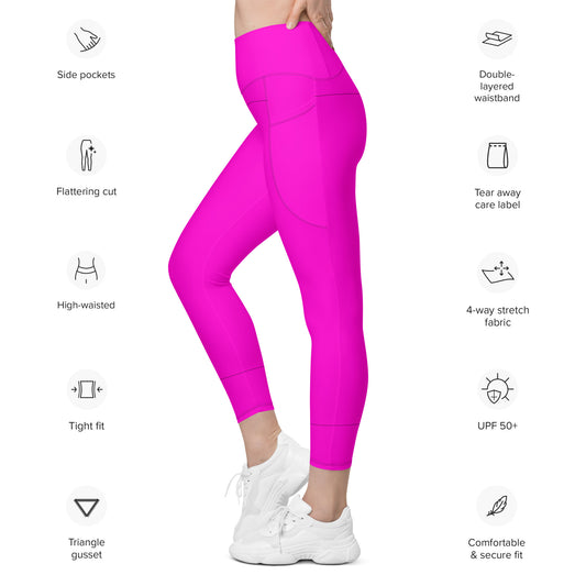 Everyday Bright Pink Leggings with Pockets