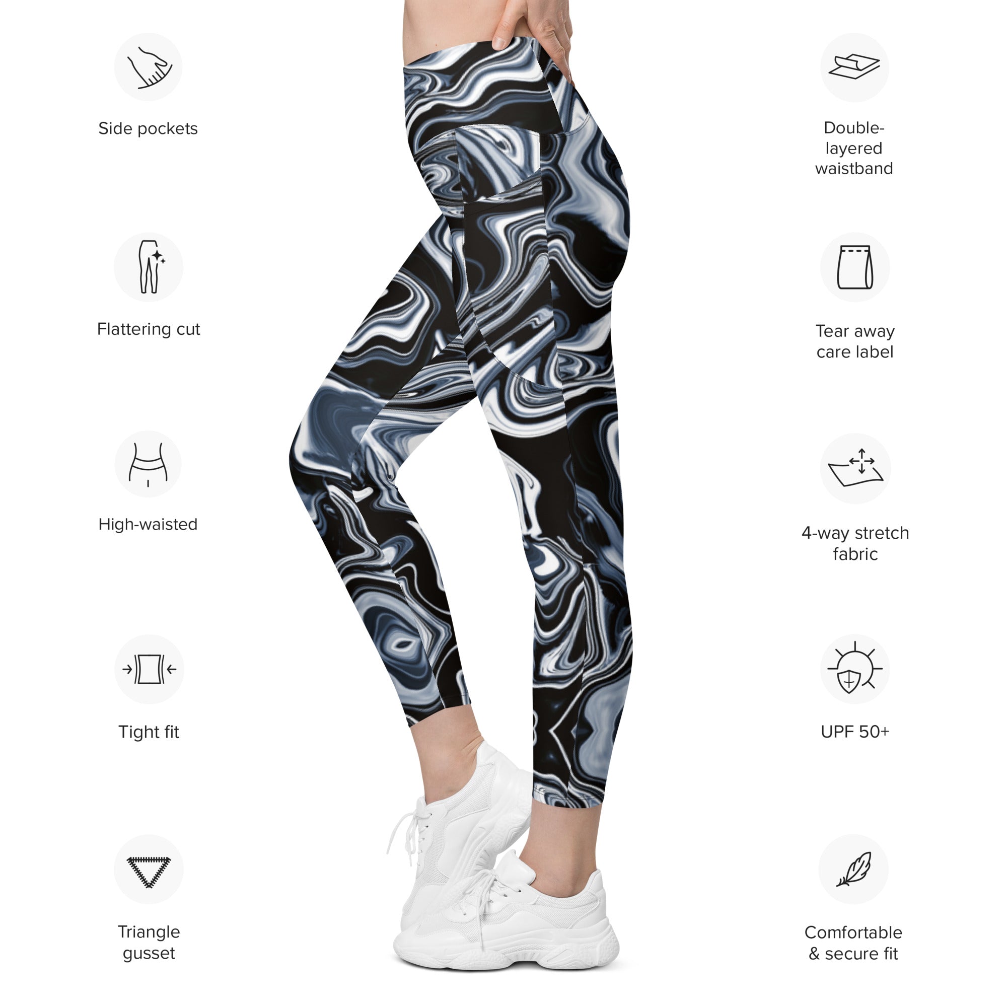 Everyday Liquid Metal Leggings with Pockets Forget Me Never