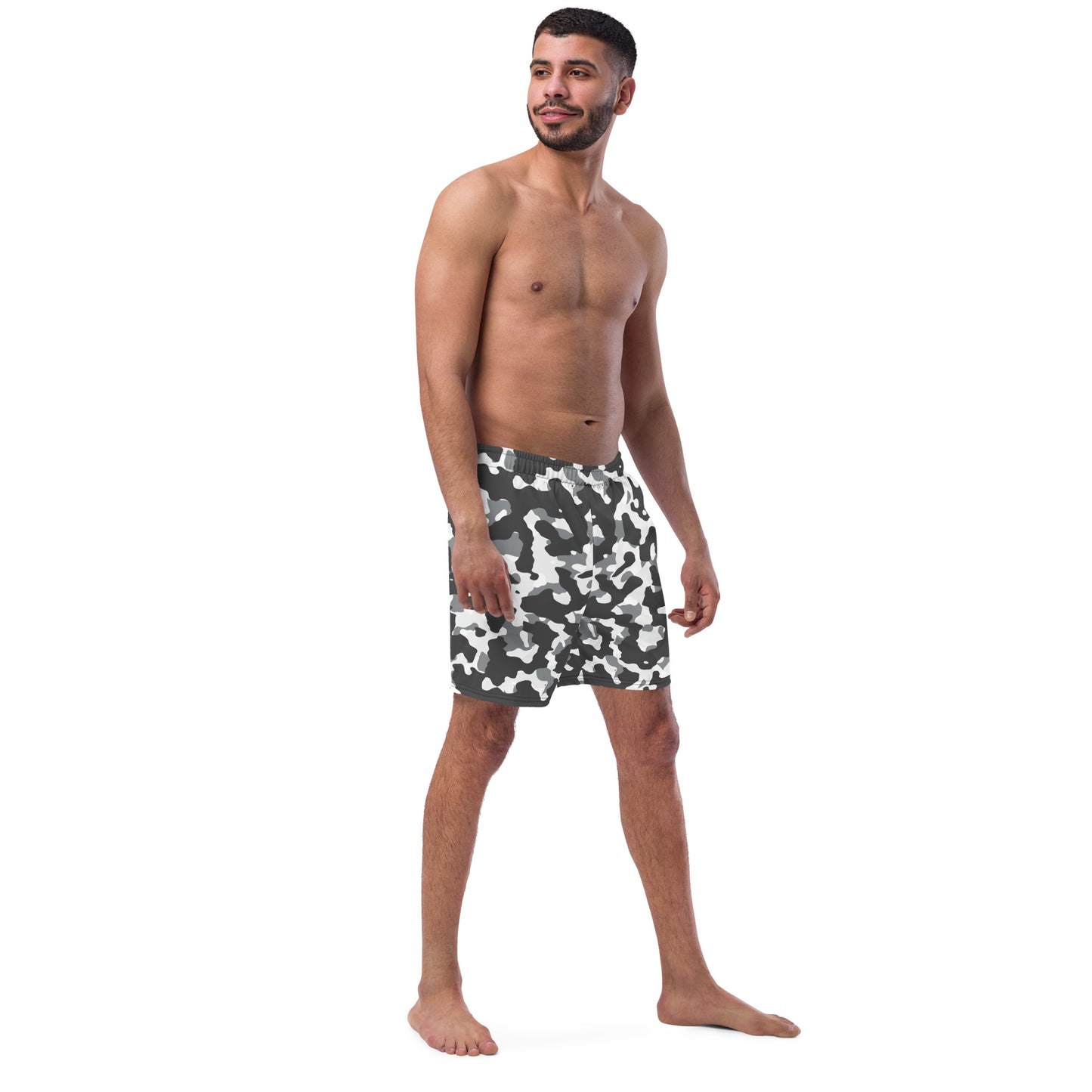 Everyday Black and White Camo Men's Swim Trunks