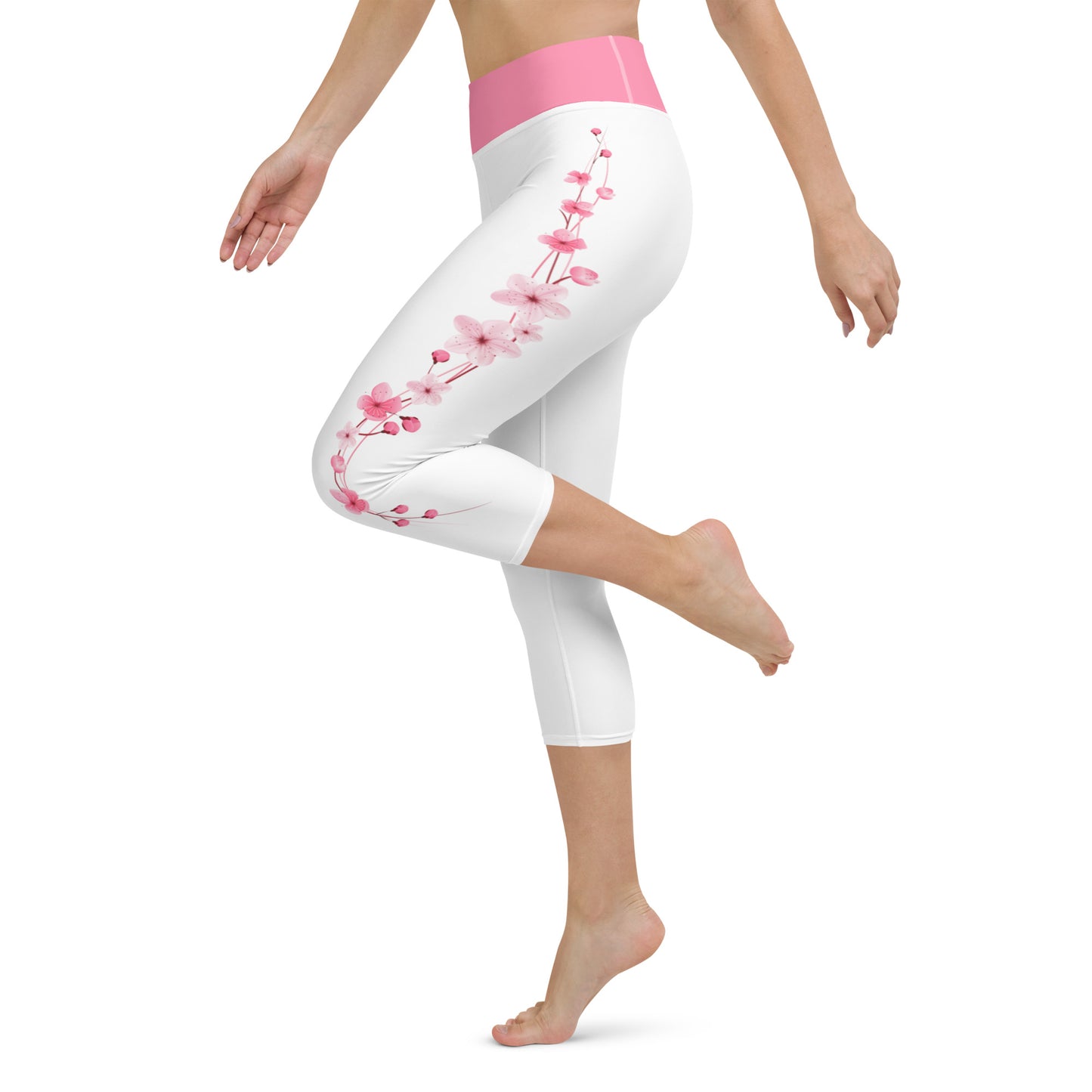 Cherry Blossom Yoga Capri Leggings