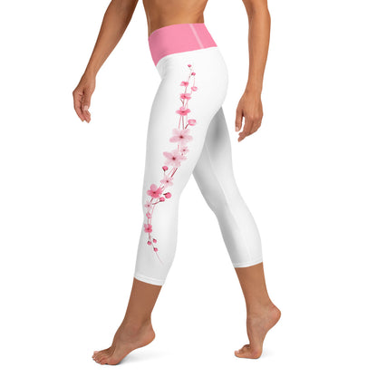 Cherry Blossom Yoga Capri Leggings