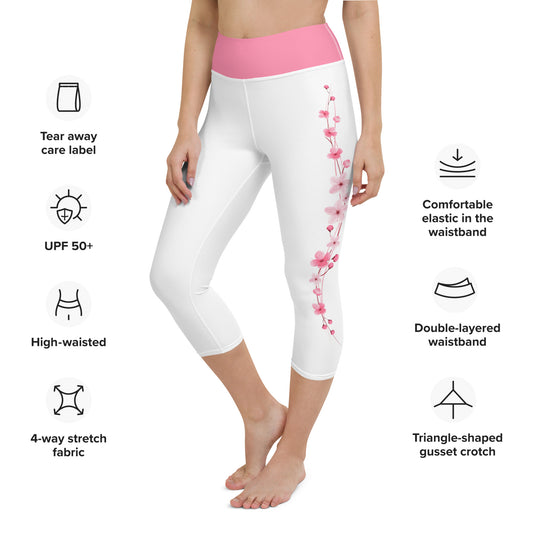 Cherry Blossom Yoga Capri Leggings