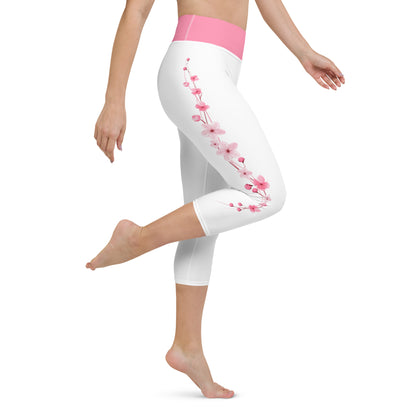 Cherry Blossom Yoga Capri Leggings