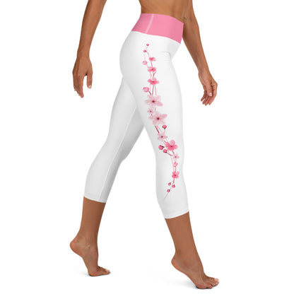 Cherry Blossom Yoga Capri Leggings