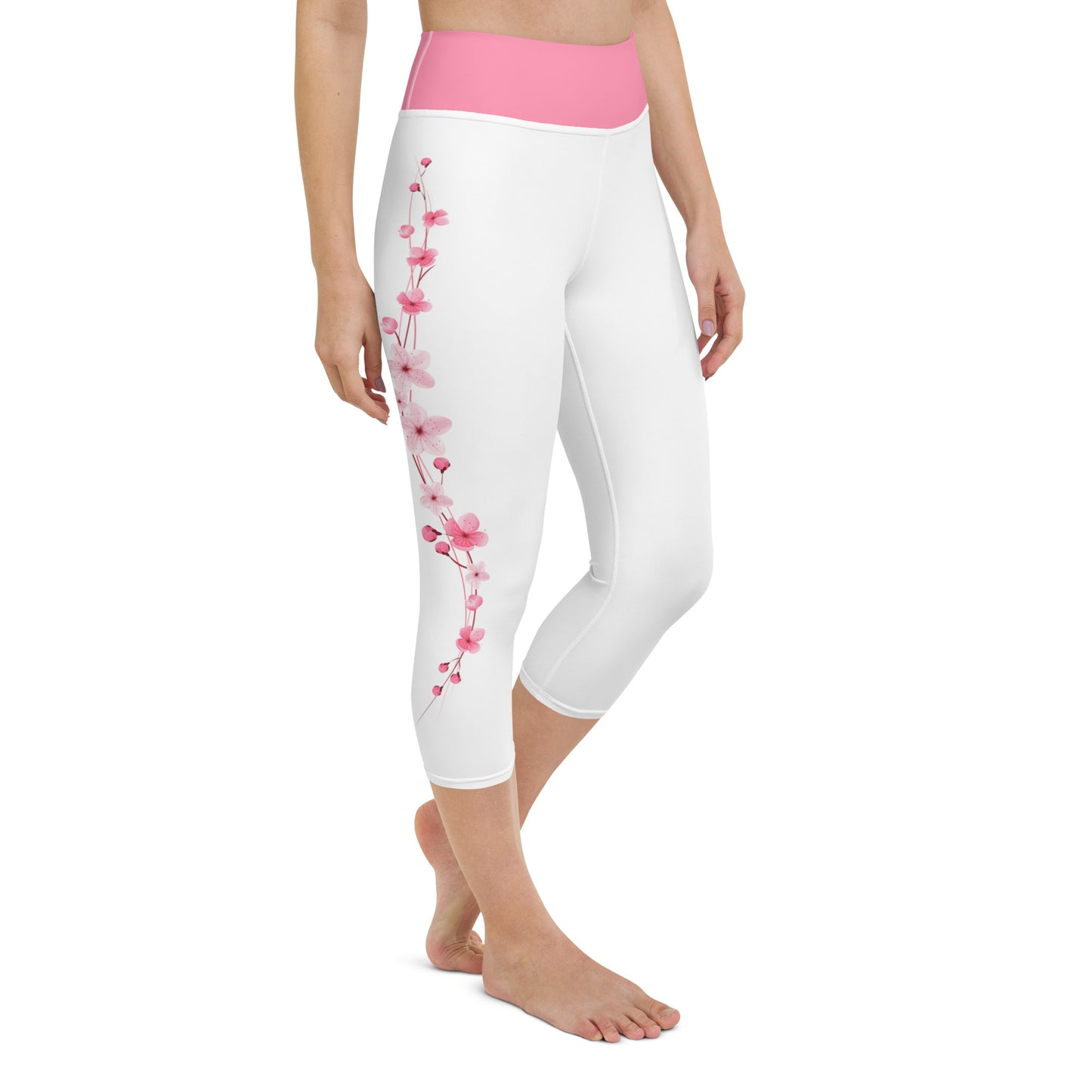 Cherry Blossom Yoga Capri Leggings