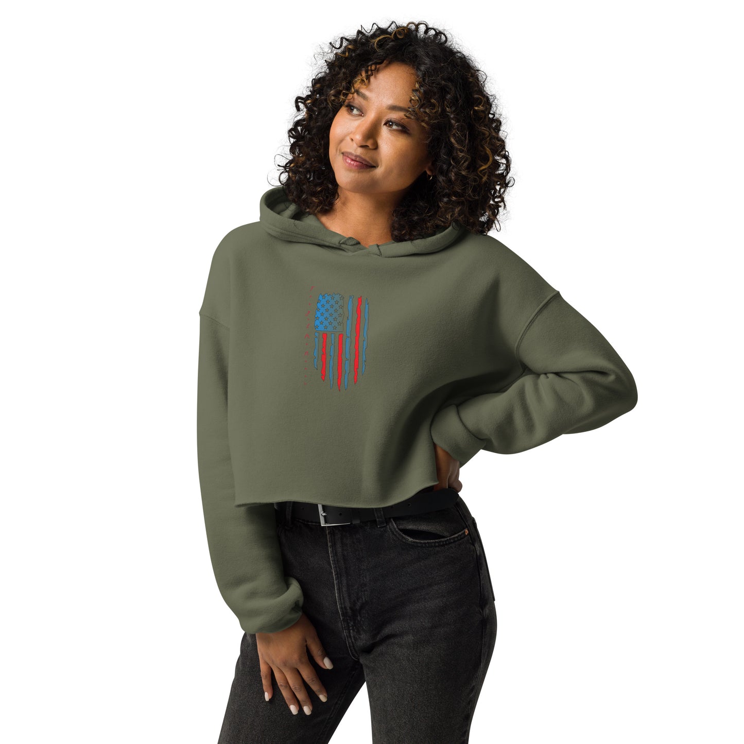 Support Our Troops Crop Hoodie